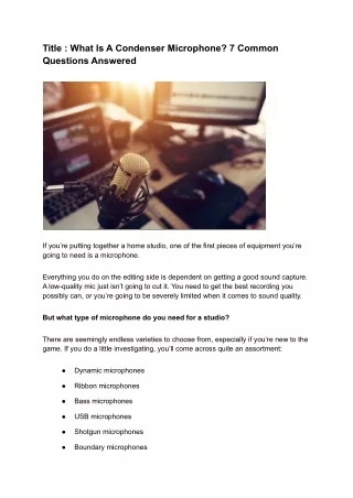 title what is a condenser microphone 7 common
