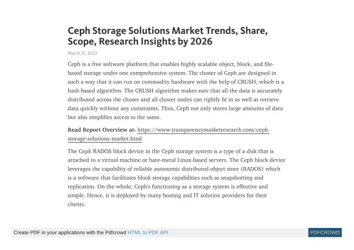 ceph storage solutions market trends share scope