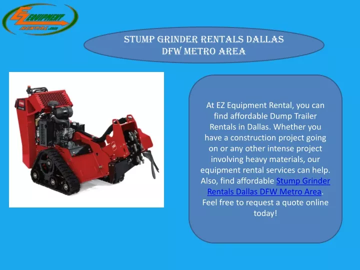 stump grinder rentals dallas dfw metro area