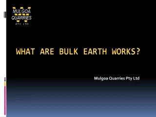 WHAT ARE BULK EARTH WORKS?