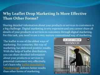 Why Leaflet Drop Marketing Is More Effective Than Other Forms