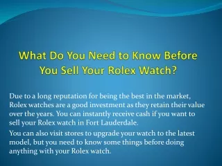 what do you need to know before you sell your rolex watch