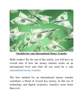 checklist for your international money transfer