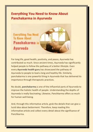 Everything You Need to Know About Panchakarma in Ayurveda