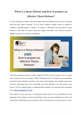 what is a thesis defense and how to prepare an