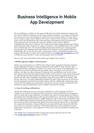 Business Intelligence in Mobile App Development