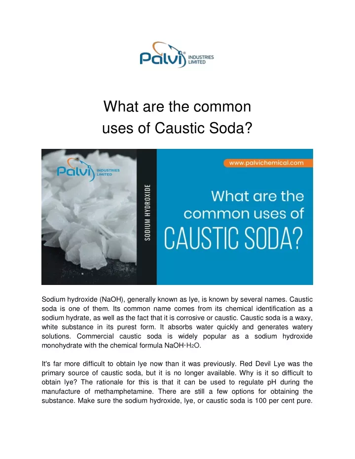 what are the common uses of caustic soda