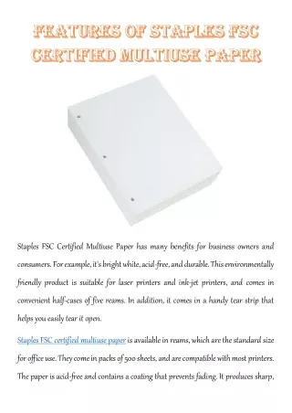 staples fsc certified multiuse paper has many