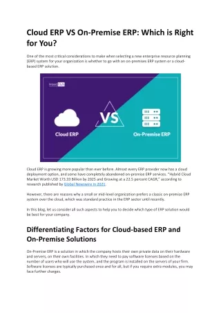 cloud erp vs on premise erp which is right for you
