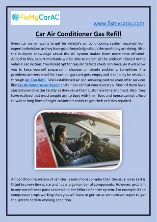 Car Air Conditioner Gas Refill