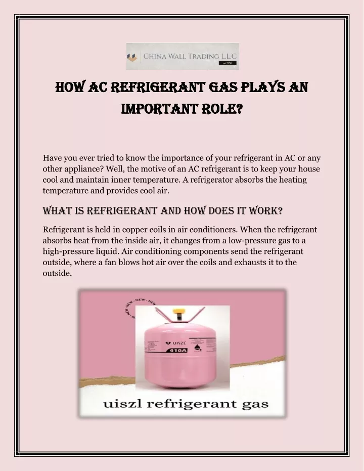 how ac refrigerant gas plays