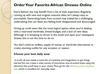 Order Your Favorite African Dresses Online
