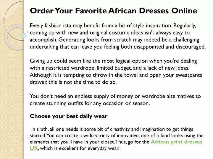 order your favorite african dresses online every