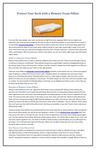 protect your neck with a memory foam pillow