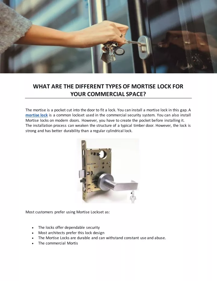 what are the different types of mortise lock