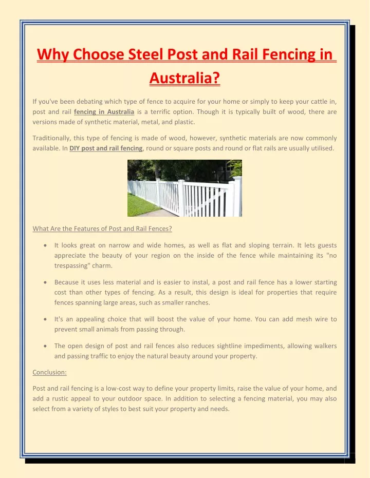 why choose steel post and rail fencing