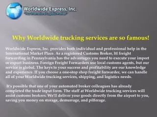Why Worldwide trucking services are so famous!