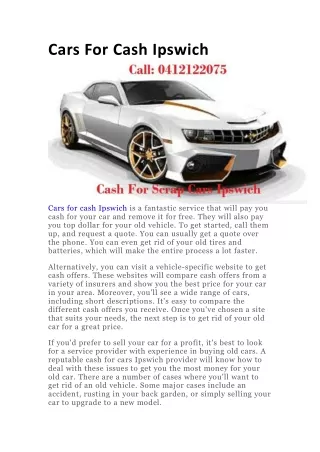 Sell Your Car For Cash in Ipswich