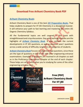 Arihant Chemistry Book Free PDF Download for IIT JEE