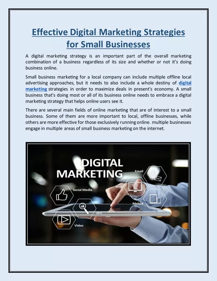 effective digital marketing strategies for small