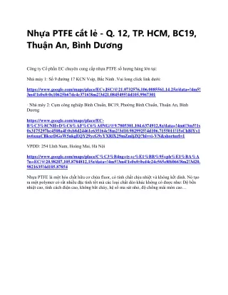 Nhựa PTFE cắt lẻ -Q12, HCM -BC19, Thuận An, Bình Dương