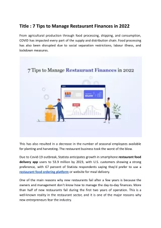 _7 Tips to Manage Restaurant Finances in 2022