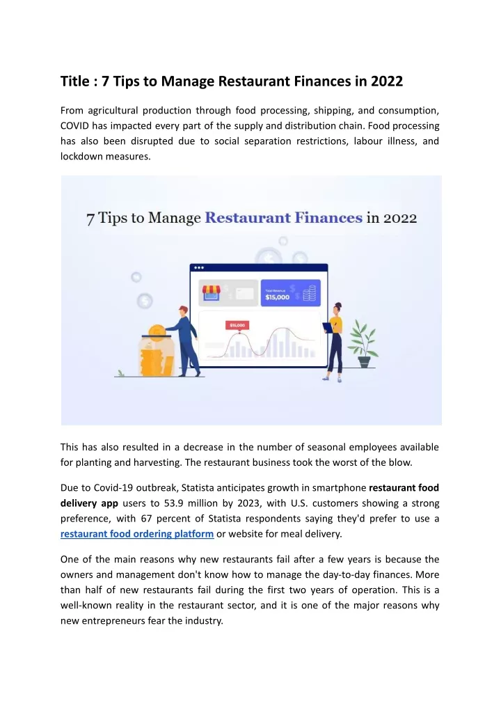 title 7 tips to manage restaurant finances in 2022