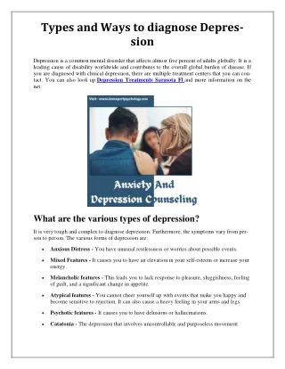 types and ways to diagnose depres sion