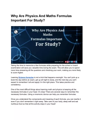 why are physics and maths formulas important