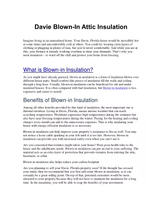 Davie Blown-In Attic Insulation