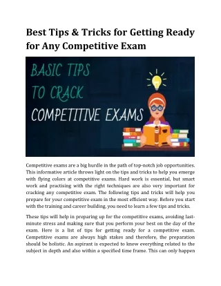 Best Tips & Tricks for Getting Ready for Any Competitive Exam