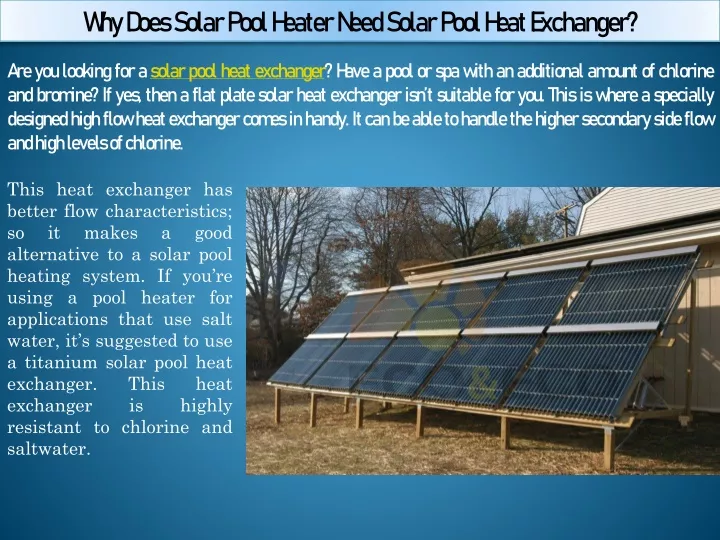 why does solar pool heater need solar pool heat