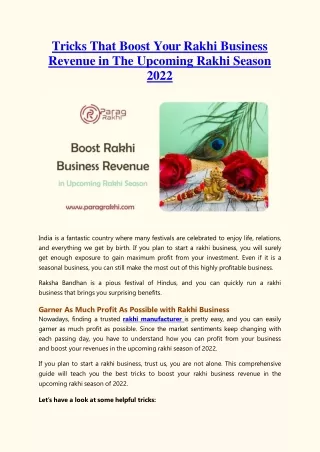 Boost Your Rakhi Business Revenue in The Upcoming Rakhi Season 2022