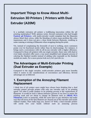 Important Things to Know About Multi-Extrusion 3D Printers - Printers with Dual Extruder A20M-converted