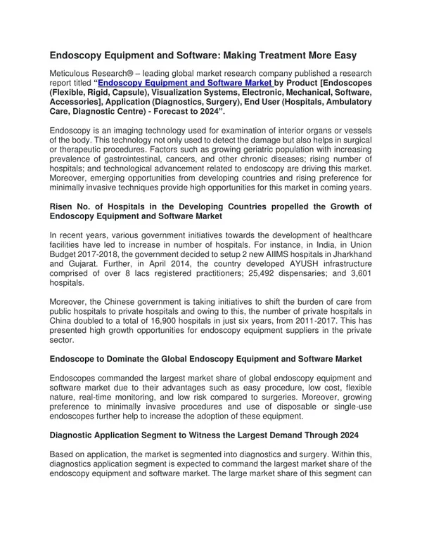 Endoscopy Equipment and Software Market