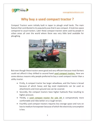 Why buy a used compact tractor ?