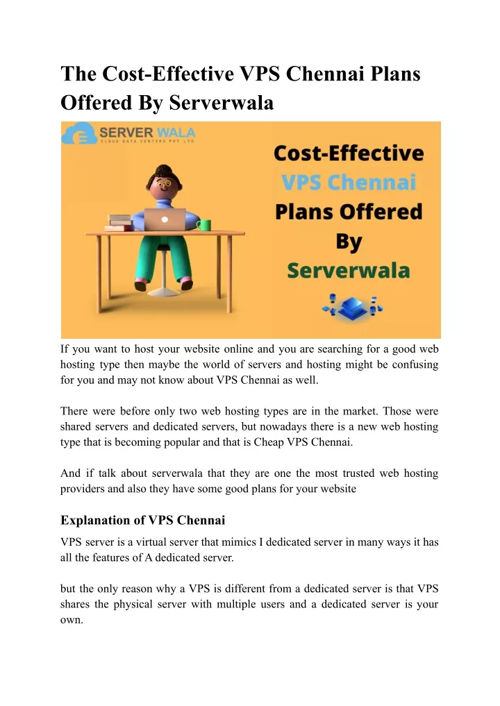 the cost effective vps chennai plans offered