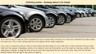 Carhistory.online – Knowing about a Car Dealer