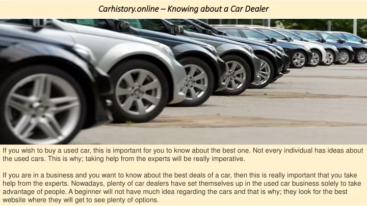 carhistory online knowing about a car dealer