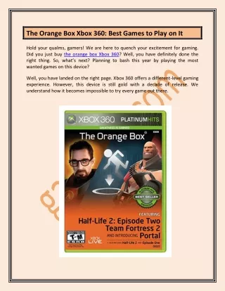 The Orange Box Xbox 360 | Buy or Rent CD at Best Price