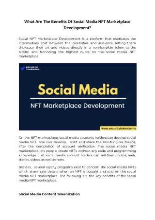 What Are The Benefits Of Social Media NFT Marketplace Development