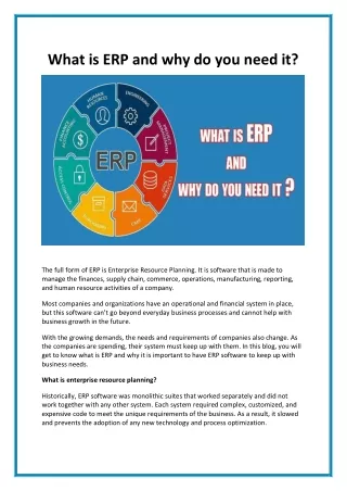 What is ERP and why do you need it