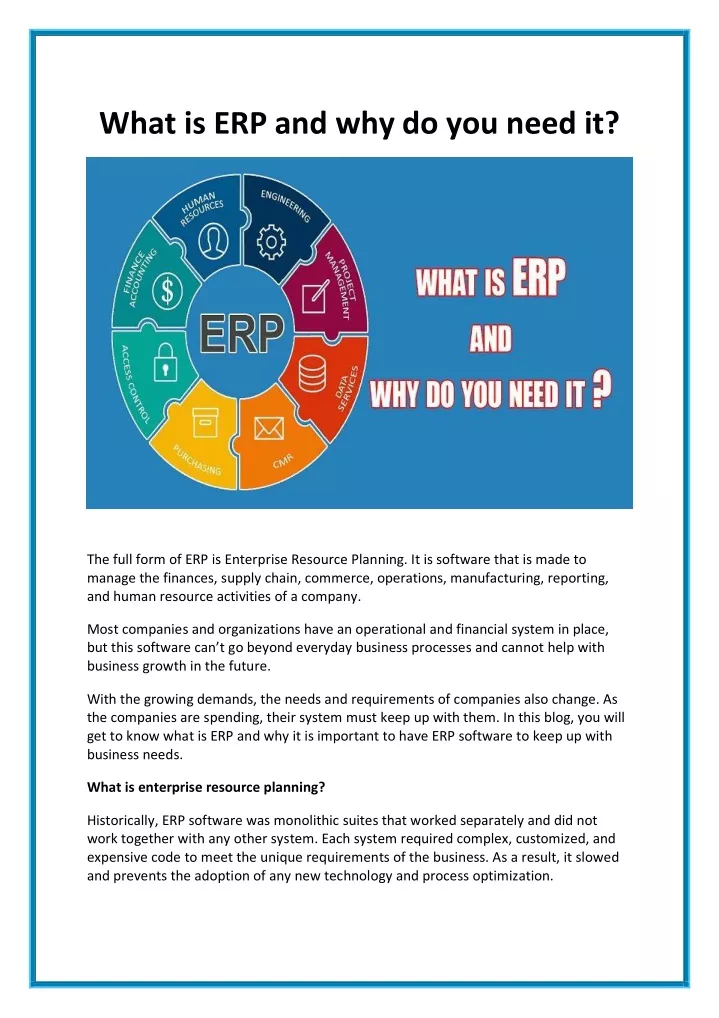 what is erp and why do you need it