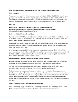 what is amazon business and how can it assist