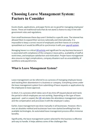 choosing leave management system factors