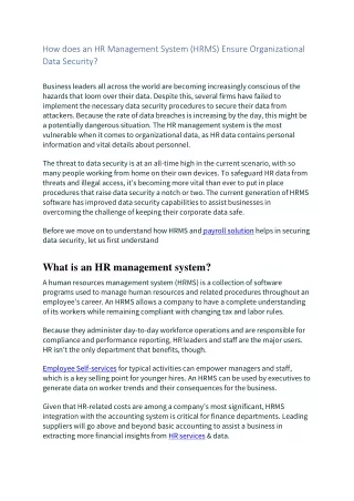 how does an hr management system hrms ensure