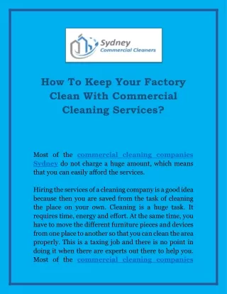 how to keep your factory clean with commercial