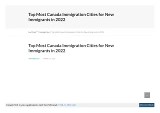 Top Most Canada Immigration Cities