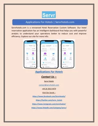 Applications For Hotels | Servrhotels.com