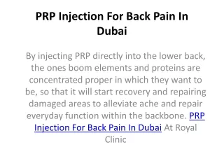 prp injection for back pain in dubai